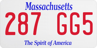 MA license plate 287GG5
