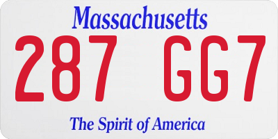 MA license plate 287GG7