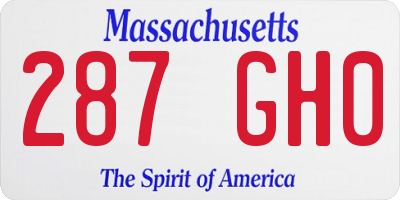 MA license plate 287GH0