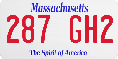 MA license plate 287GH2