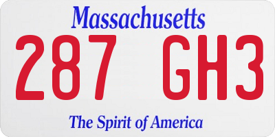 MA license plate 287GH3