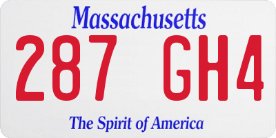 MA license plate 287GH4