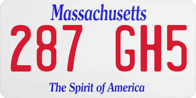 MA license plate 287GH5