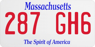 MA license plate 287GH6