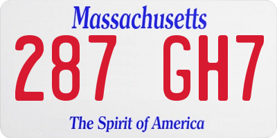 MA license plate 287GH7