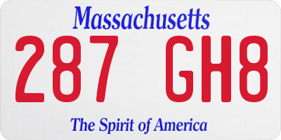 MA license plate 287GH8