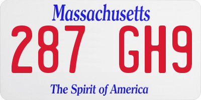 MA license plate 287GH9