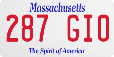 MA license plate 287GI0