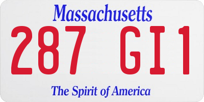 MA license plate 287GI1
