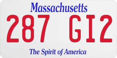 MA license plate 287GI2