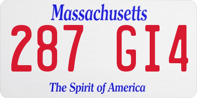 MA license plate 287GI4