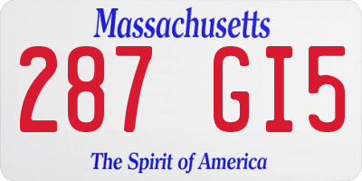 MA license plate 287GI5