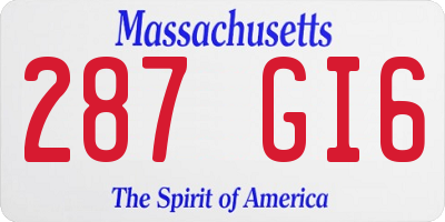MA license plate 287GI6