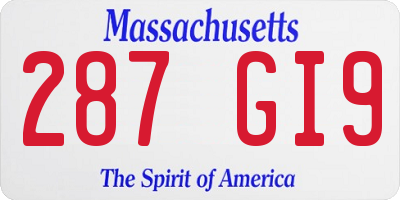 MA license plate 287GI9