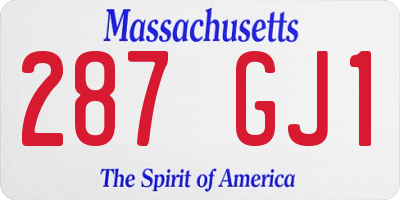 MA license plate 287GJ1