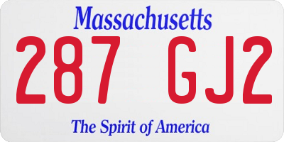 MA license plate 287GJ2