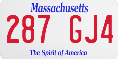 MA license plate 287GJ4
