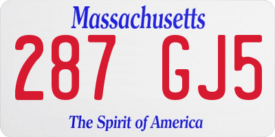 MA license plate 287GJ5