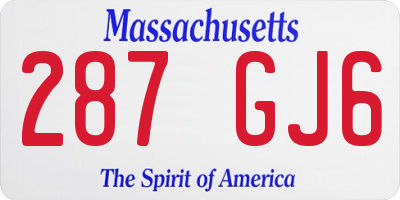 MA license plate 287GJ6