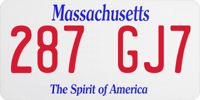 MA license plate 287GJ7