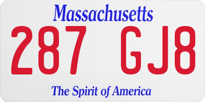 MA license plate 287GJ8