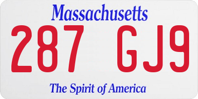 MA license plate 287GJ9
