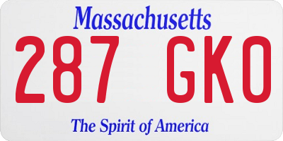 MA license plate 287GK0