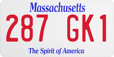 MA license plate 287GK1