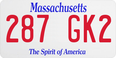 MA license plate 287GK2