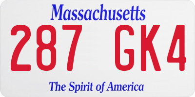 MA license plate 287GK4