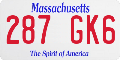 MA license plate 287GK6