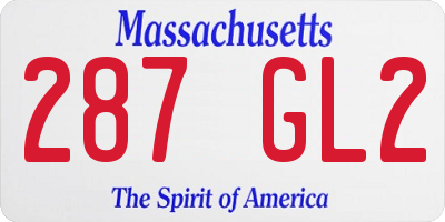 MA license plate 287GL2