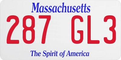 MA license plate 287GL3