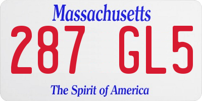 MA license plate 287GL5