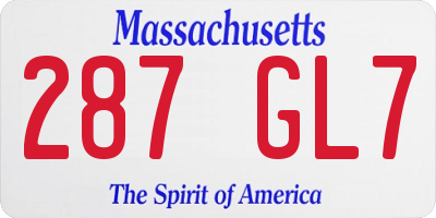 MA license plate 287GL7