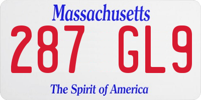 MA license plate 287GL9