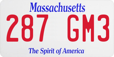 MA license plate 287GM3