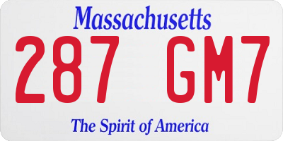 MA license plate 287GM7