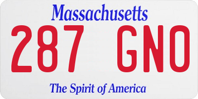 MA license plate 287GN0