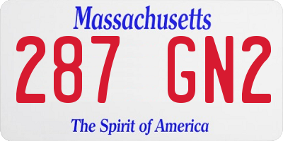 MA license plate 287GN2