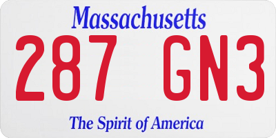 MA license plate 287GN3