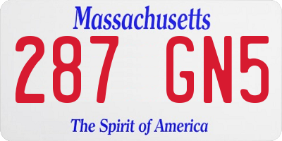 MA license plate 287GN5