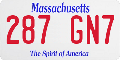MA license plate 287GN7