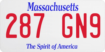 MA license plate 287GN9