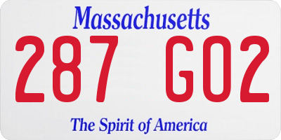 MA license plate 287GO2