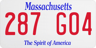 MA license plate 287GO4