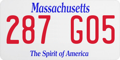 MA license plate 287GO5