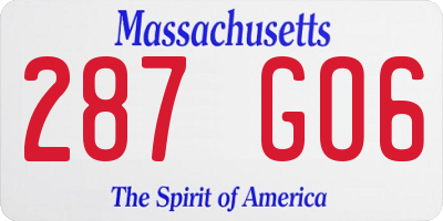 MA license plate 287GO6