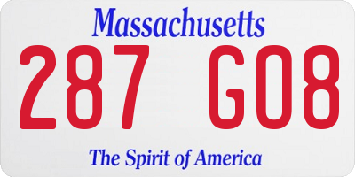 MA license plate 287GO8