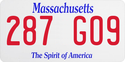MA license plate 287GO9